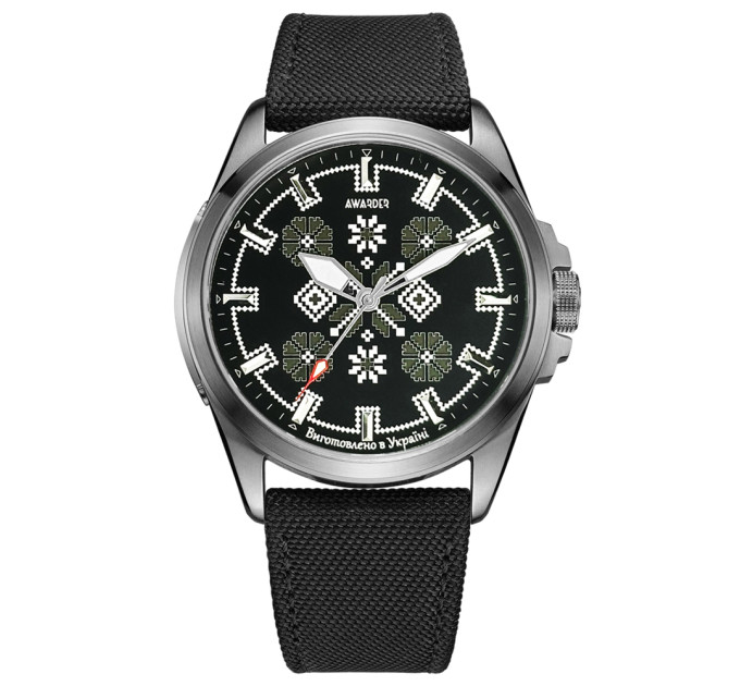 Awarder Embroidery Silver-Army Green Black Battery 10ATM