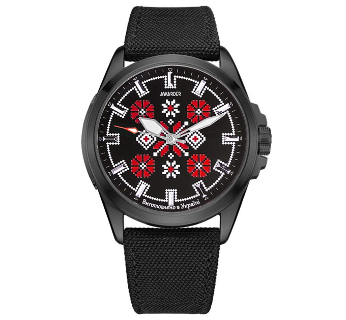 Awarder Embroidery Black-Red Black Battery 10ATM
