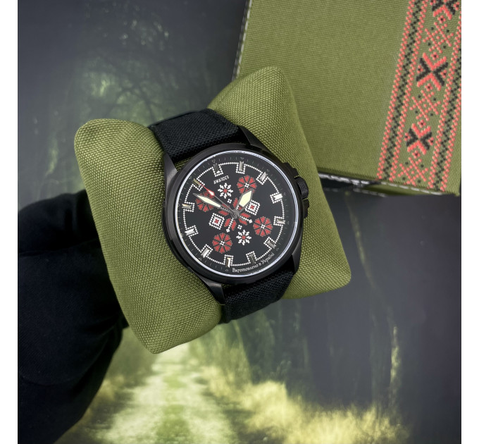 Awarder Embroidery Black-Red Black Battery 10ATM