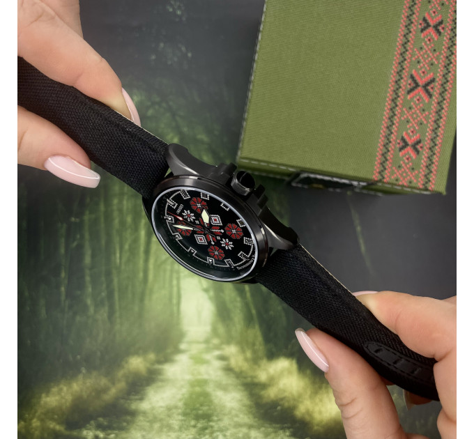 Awarder Embroidery Black-Red Black Battery 10ATM