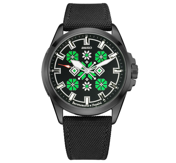 Awarder Embroidery Black-Green Black Battery 10ATM