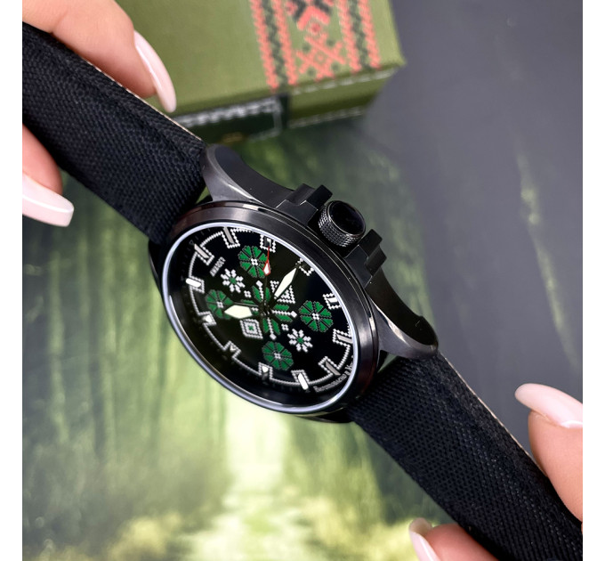 Awarder Embroidery Black-Green Black Battery 10ATM
