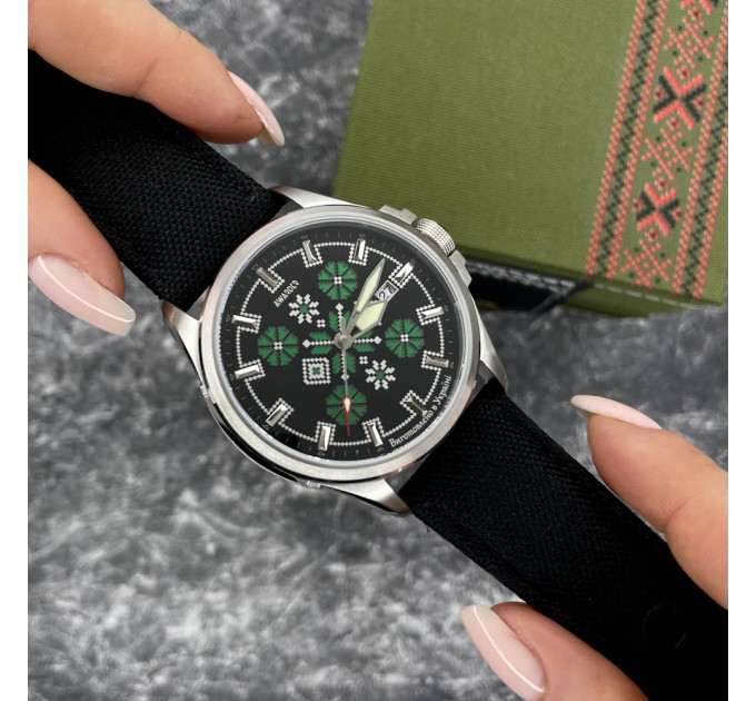 Awarder Embroidery Silver-Green Black Automatic 10ATM