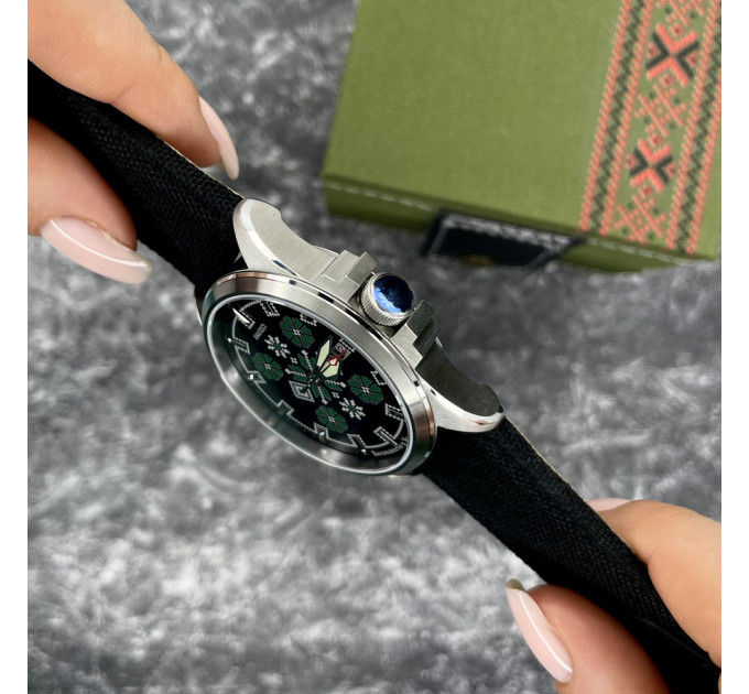 Awarder Embroidery Silver-Green Black Automatic 10ATM