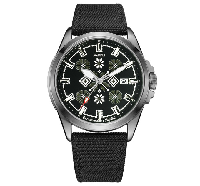 Awarder Embroidery Silver-Army Green Black Automatic 10ATM