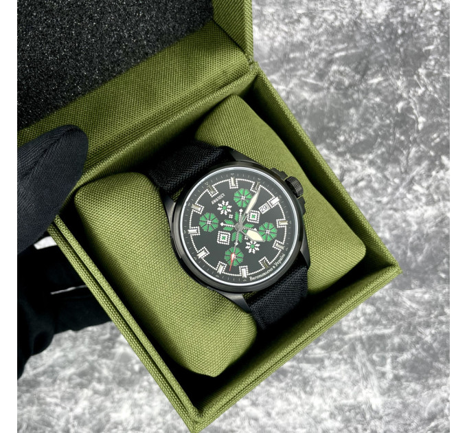 Awarder Embroidery Black-Green Black Automatic 10ATM