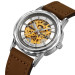 Skmei M035LSIDKBN Silver-Dark Brown Leather