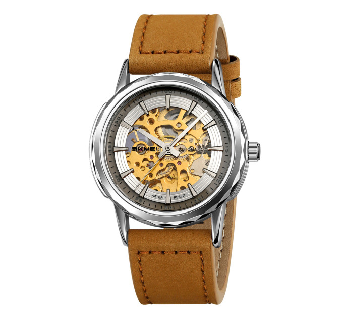 Skmei M035LSILTBN Silver-Light Brown Leather