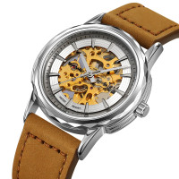 Skmei M035LSILTBN Silver-Light Brown Leather