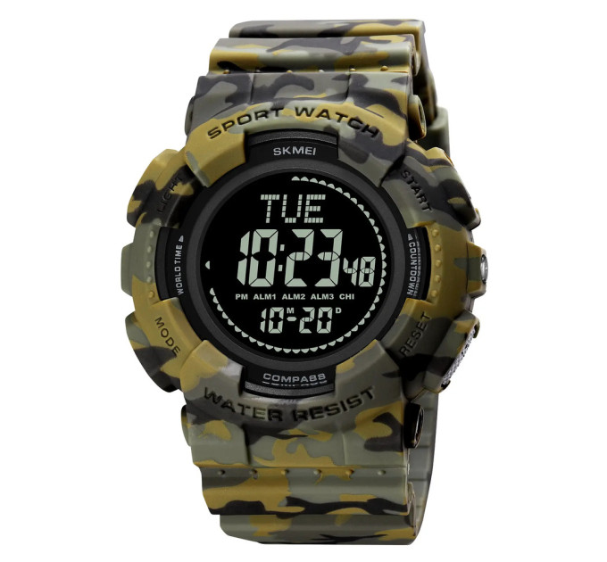 Skmei 2077AGCM Army Green Camo+Compass STOPPED