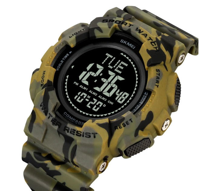 Skmei 2077AGCM Army Green Camo+Compass STOPPED