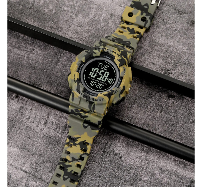 Skmei 2077AGCM Army Green Camo+Compass STOPPED