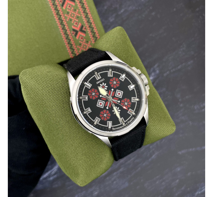Awarder Embroidery Silver-Red Black Battery 10ATM