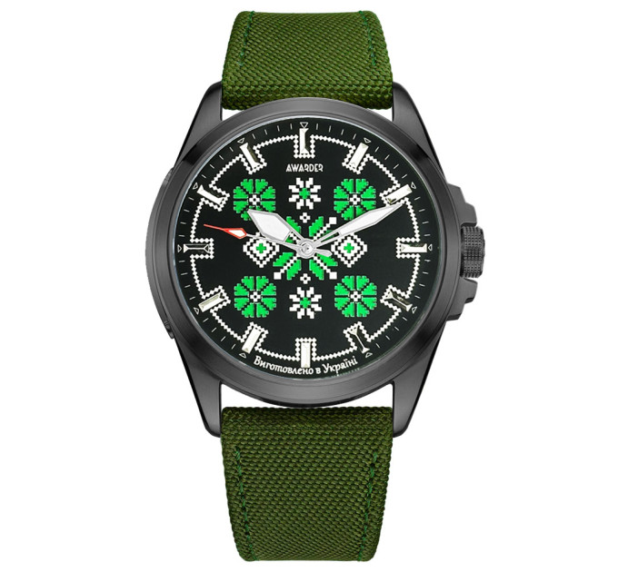 Awarder Embroidery Black-Green Green  Battery 10ATM