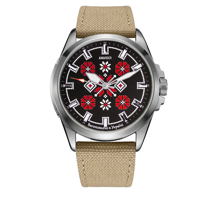 Awarder Embroidery Silver-Red Khaki Battery 10ATM