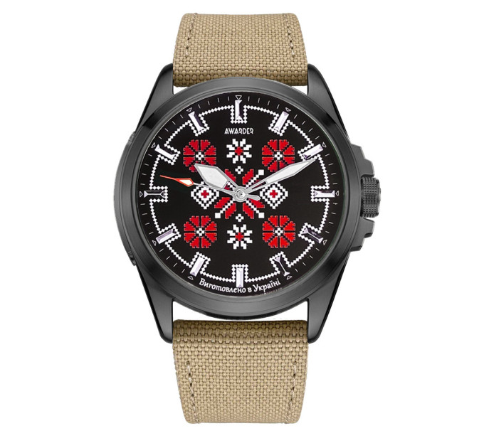 Awarder Embroidery Black-Red Khaki Battery 10ATM