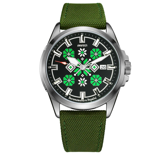 Awarder Embroidery Silver-Green Green  Automatic 10ATM