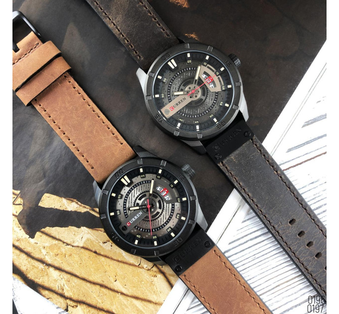 Curren 8301 Black-Dark Brown