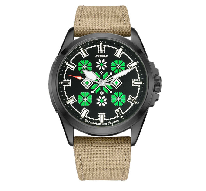 Awarder Embroidery Black-Green Khaki Battery 10ATM