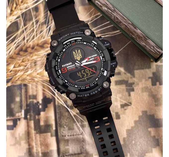 Patriot 001RDUAGD Тризуб золото Чорні з червоним + Коробка.