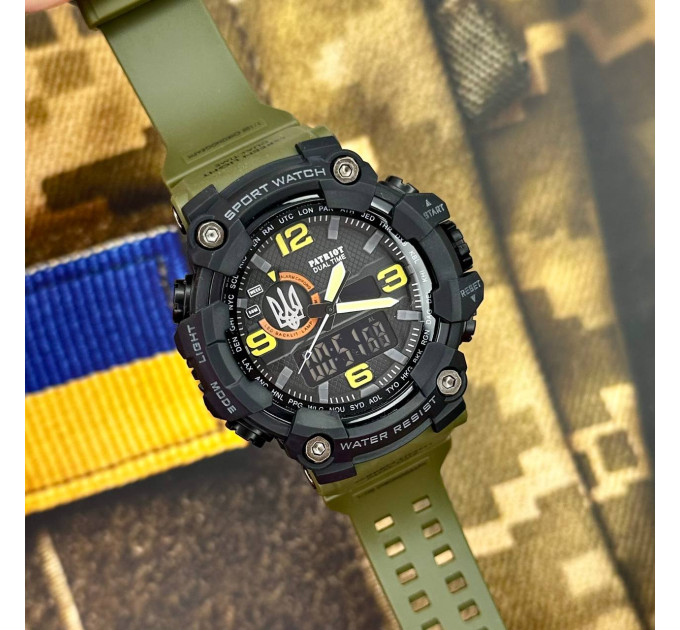 Patriot 002AGUASI Тризуб срібло Зелені + Коробка.
