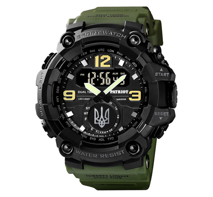 Patriot 004AGUASI Тризуб срібло Зелені + Коробка.