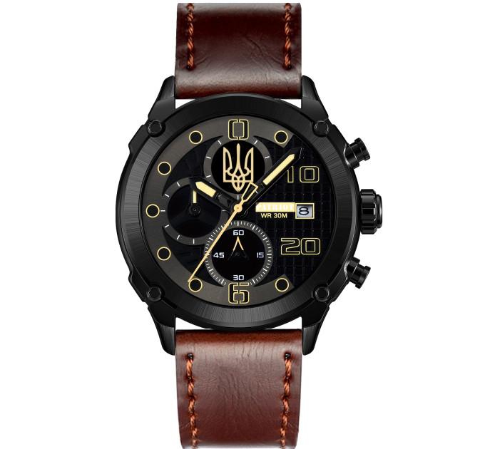 Patriot 016BKBR Тризуб золото Чорні Кор. ремінець + Коробка