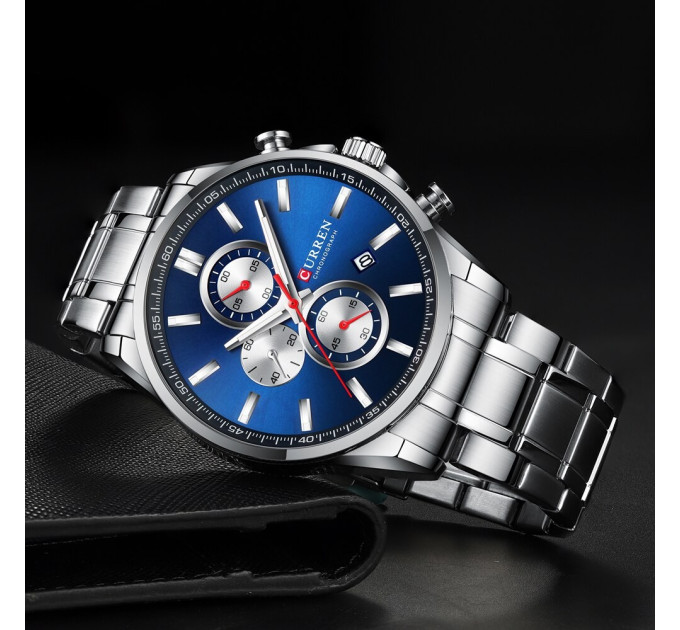 Curren 8368 Silver-Blue-Silver