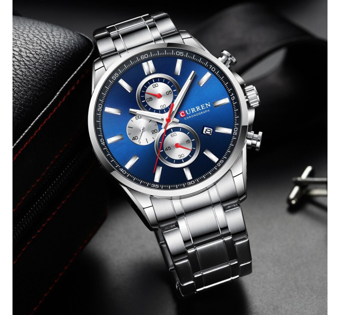 Curren 8368 Silver-Blue-Silver