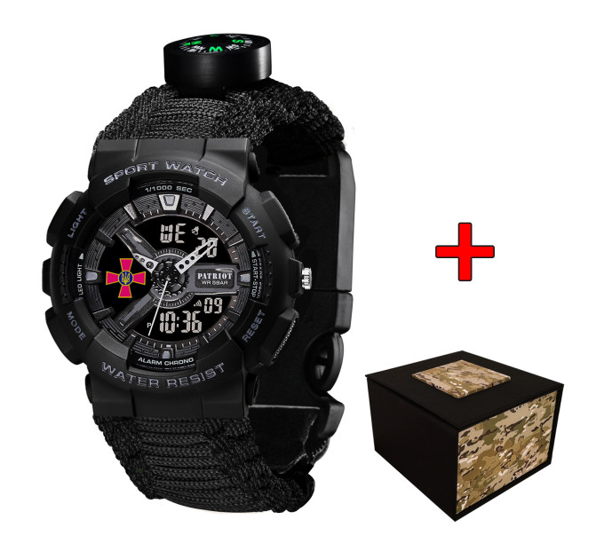 Patriot 005BKSU ЗСУ Чорні Паракордовий ремінець Black + Коробка.