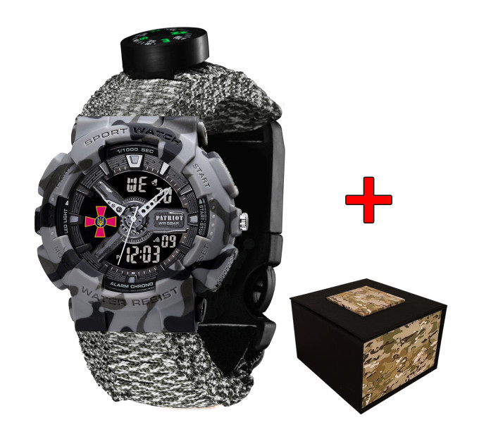 Patriot 005CMGYSU ЗСУ Сірий камуфляж Паракордовий ремінець ACU + Коробка.