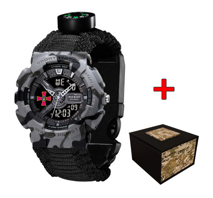 Patriot 005CMGYSU ЗСУ Сірий камуфляж Паракордовий ремінець Black + Коробка