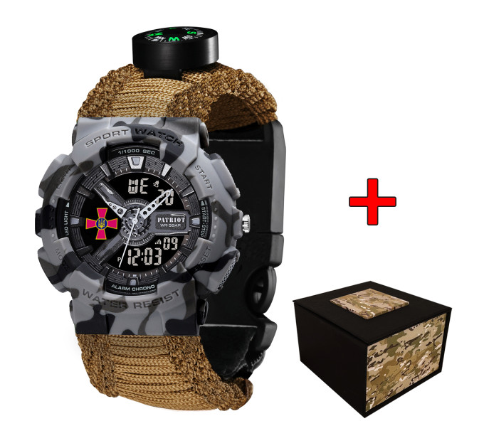 Patriot 005CMGYSU ЗСУ Сірий камуфляж Паракордовий ремінець Khaki + Коробка.