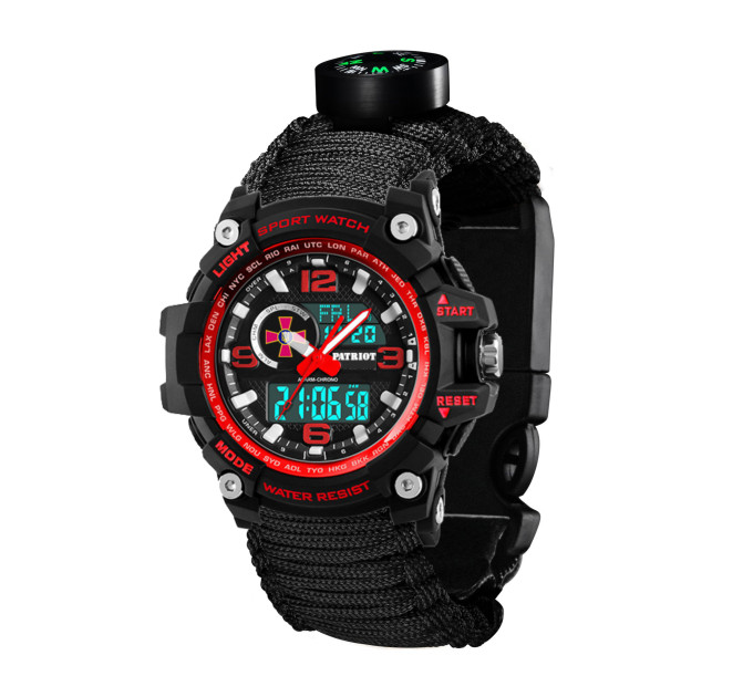 Patriot 012BKRDSU ЗСУ Чорні з червоним Паракордовий ремінець Black + Коробка