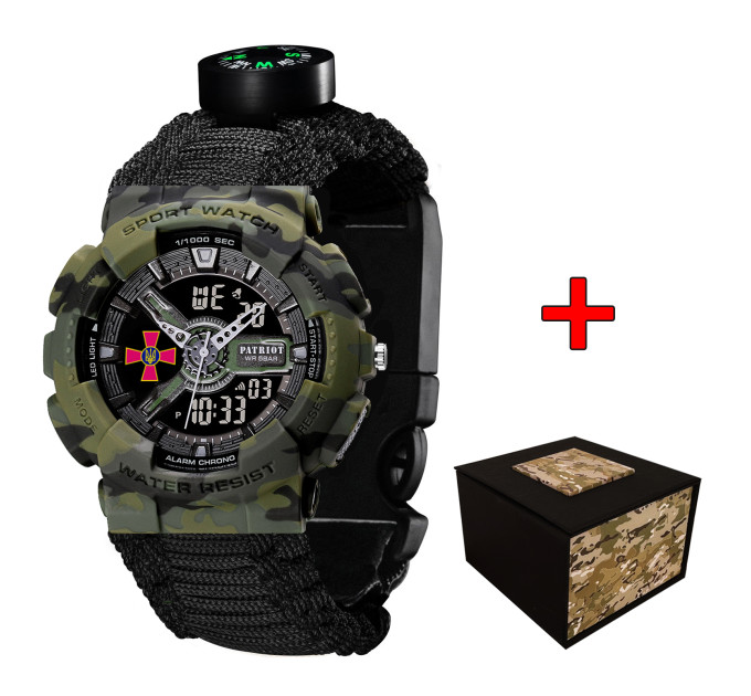 Patriot 005CMGRSU ЗСУ Зелений камуфляж Паракордовий ремінець Black + Коробка