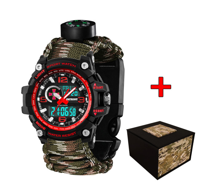 Patriot 012BKRDSU ЗСУ Чорні з червоним Паракордовий ремінець Camo Green + Коробка