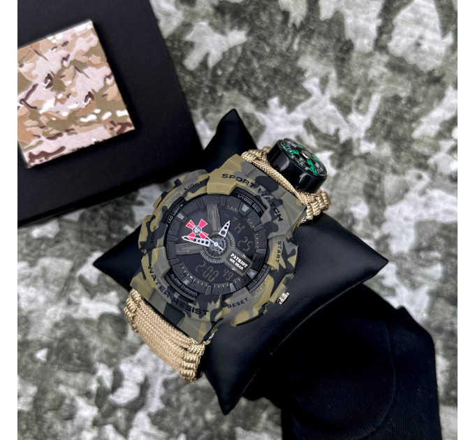 Patriot 005CMGRSU ЗСУ Зелений камуфляж Паракордовий ремінець Khaki + Коробка.