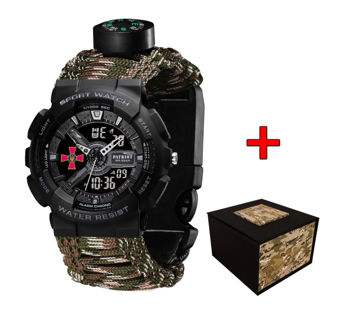 Patriot 005BKSU ЗСУ Чорні Паракордовий ремінець Camo Green+ Коробка.