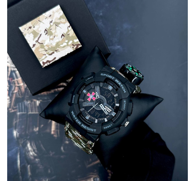 Patriot 005BKSU ЗСУ Чорні Паракордовий ремінець Camo Green+ Коробка.