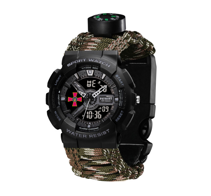 Patriot 005BKSU ЗСУ Чорні Паракордовий ремінець Camo Green+ Коробка.