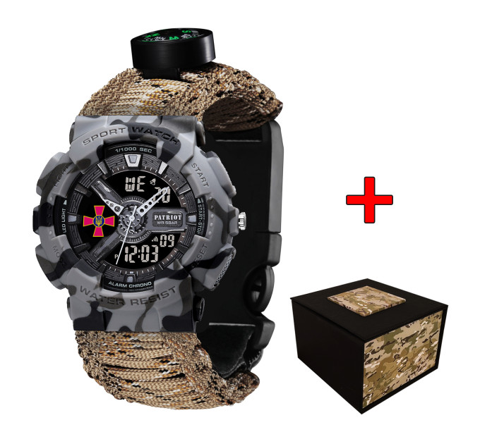 Patriot 005CMGYSU ЗСУ Сірий камуфляж Паракордовий ремінець Desert Camo + Коробка
