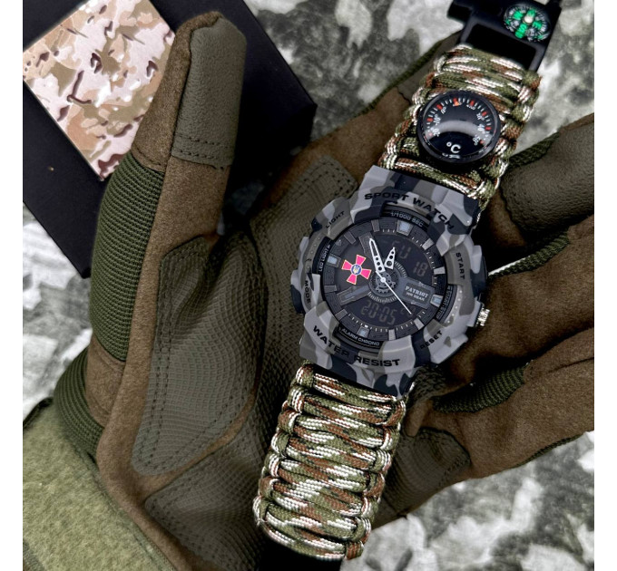 Patriot 005CMGYSU ЗСУ Сірий камуфляж Паракордовий ремінець Camo Green + Коробка.
