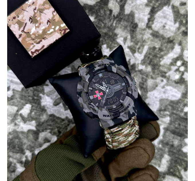 Patriot 005CMGYSU ЗСУ Сірий камуфляж Паракордовий ремінець Camo Green + Коробка.