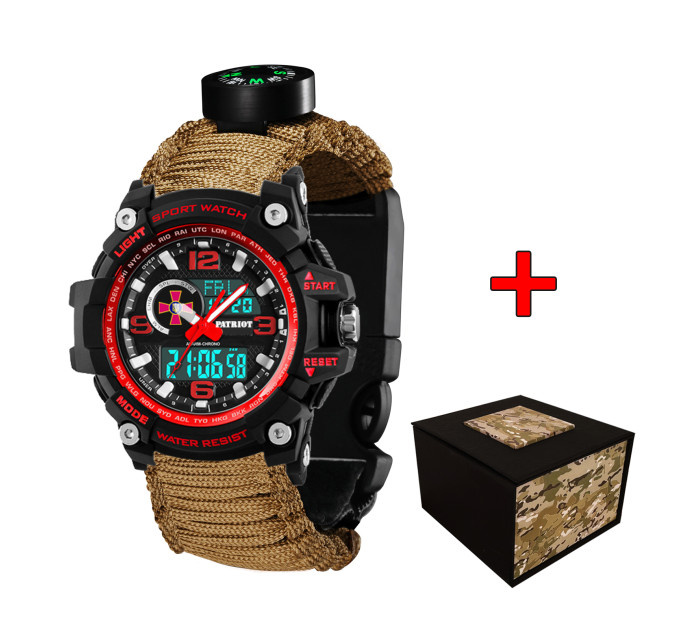 Patriot 012BKRDSU ЗСУ Чорні з червоним Паракордовий ремінець Khaki + Коробка