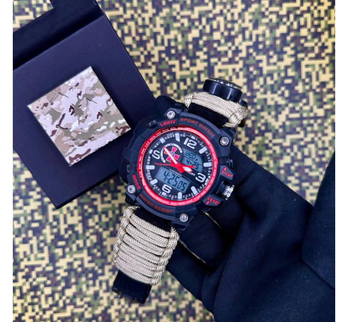 Patriot 012BKRDSU ЗСУ Чорні з червоним Паракордовий ремінець Khaki + Коробка