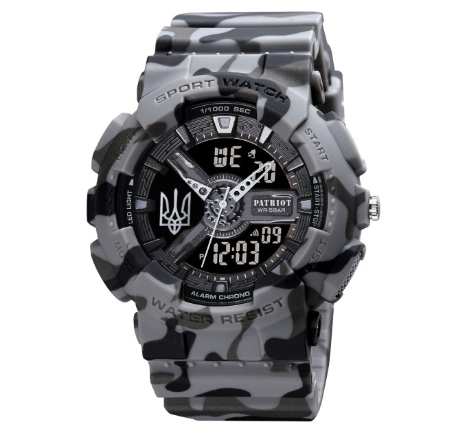 Patriot 005 Тризуб срібло Camo Grey + Коробка.