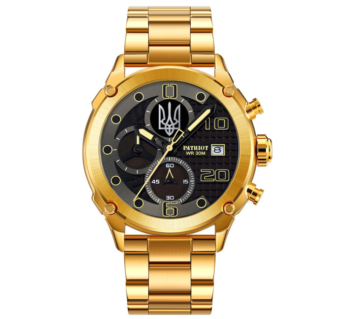 Patriot 016 Тризуб срібло Gold-Black Steel